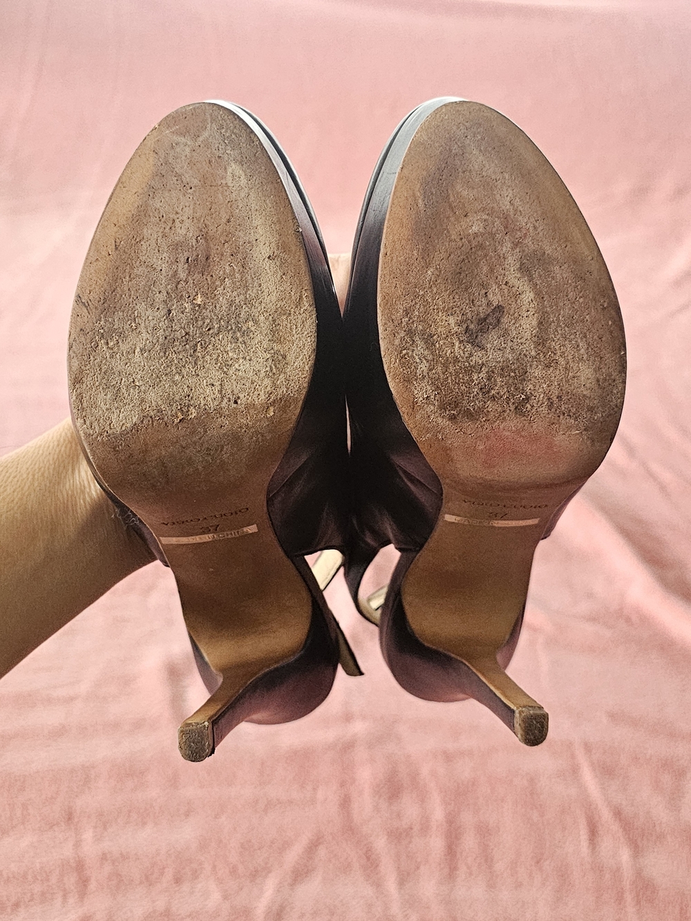 Size 6.5 Barneys New York Black Leather Platform Slingback Pumps Size 37 - Picture 6 of 16